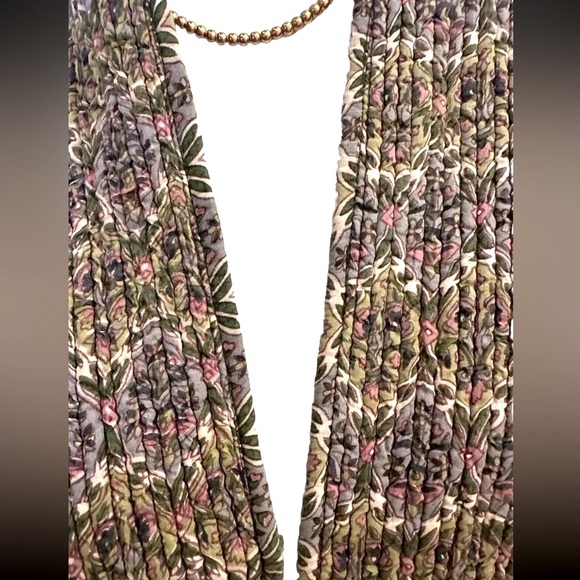 🪷 Long Vest Quilted Cotton Block Print Reversible Waistcoat / Anokhi Adini Phool - Picture 4 of 11